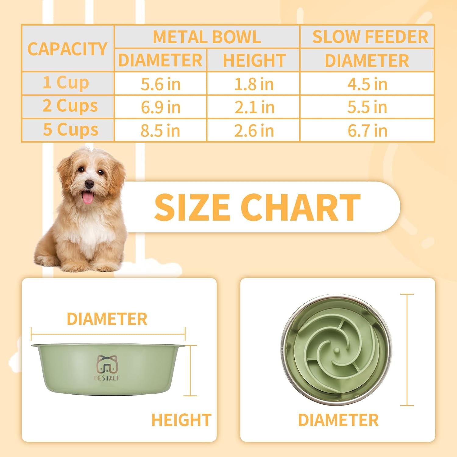2-In-1 Metal Slow Feeder Dog Bowl,  Stainless Steel Dog Bowls with Silicone Slow Feeder Insert, Food Grade 304 Water Food Bowl with Anti-Slip Base for Small, Medium, Large Dogs