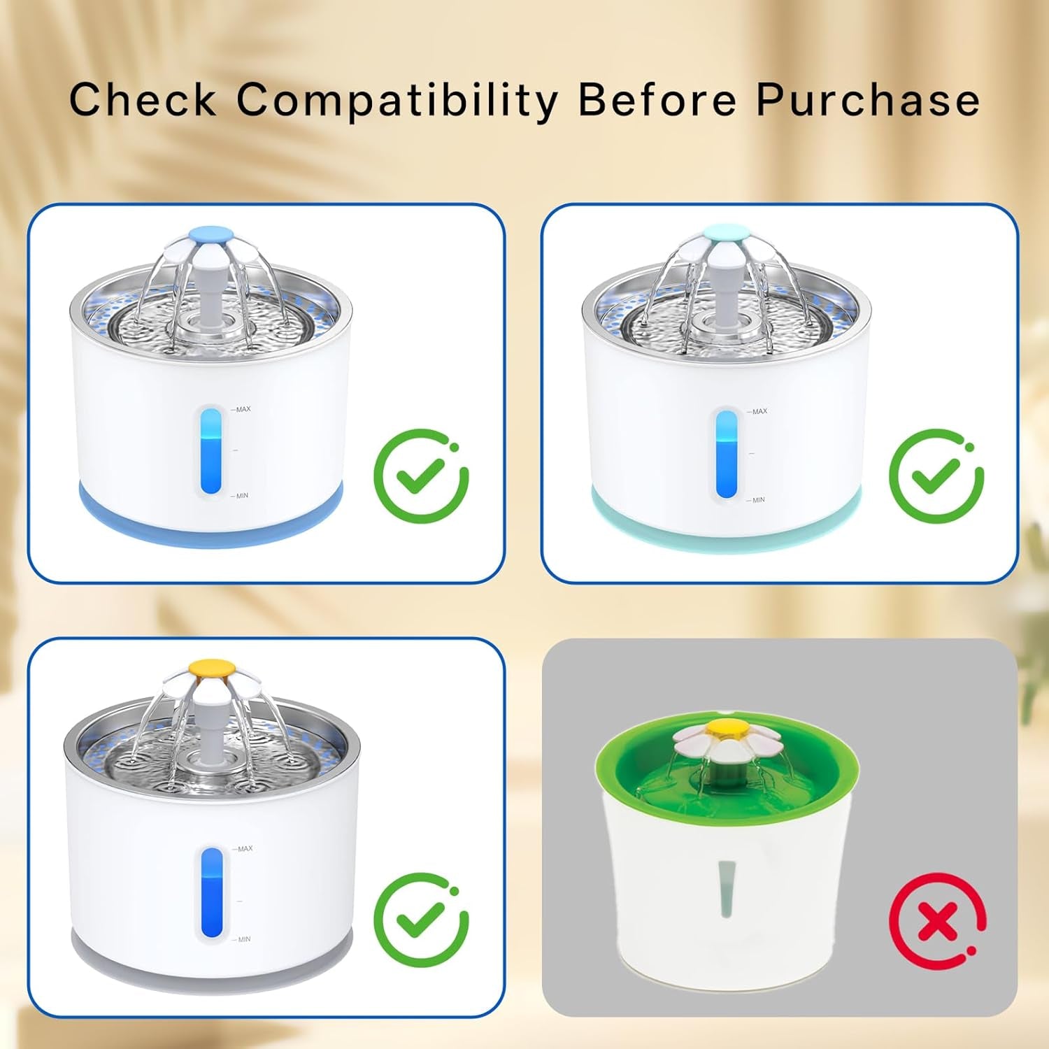Cat Water Fountain Filters, 24-Pack Filters Replacement for 81Oz/2.4L round Automatic Cat Water Fountain, 5-Layer Filtration Pet Fountain Filter (12 Filters&12 Sponges)