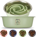 2-In-1 Metal Slow Feeder Dog Bowl,  Stainless Steel Dog Bowls with Silicone Slow Feeder Insert, Food Grade 304 Water Food Bowl with Anti-Slip Base for Small, Medium, Large Dogs