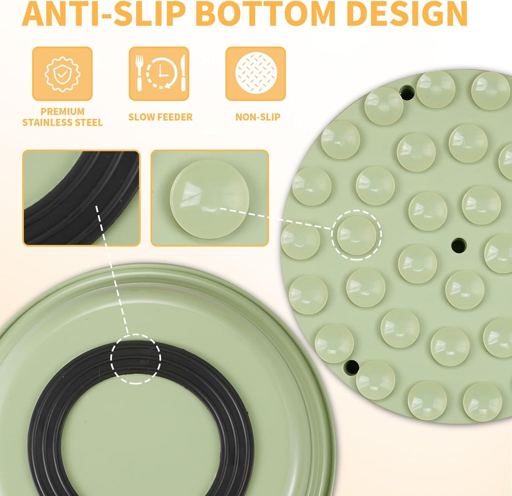 2-In-1 Metal Slow Feeder Dog Bowl,  Stainless Steel Dog Bowls with Silicone Slow Feeder Insert, Food Grade 304 Water Food Bowl with Anti-Slip Base for Small, Medium, Large Dogs