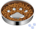 Slow Feeder Dog Bowls, 304 Stainless Steel Metal Slow Feeder Dog Bowl, Suction Cup anti Flip,2X Non-Slip,2-4 Cups, for Small & Medium Breed（Weighs 0.45 Pounds）