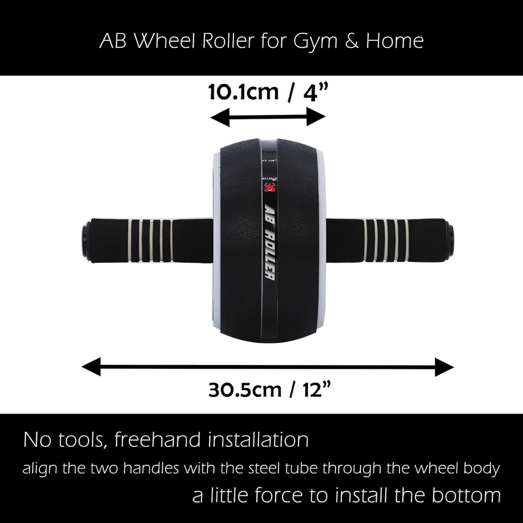 AB Wheel Roller, Exercise Abdominal Wheel Fitness for Gym & Home, Work-Out Strength-Training Equipment with Knee Pad