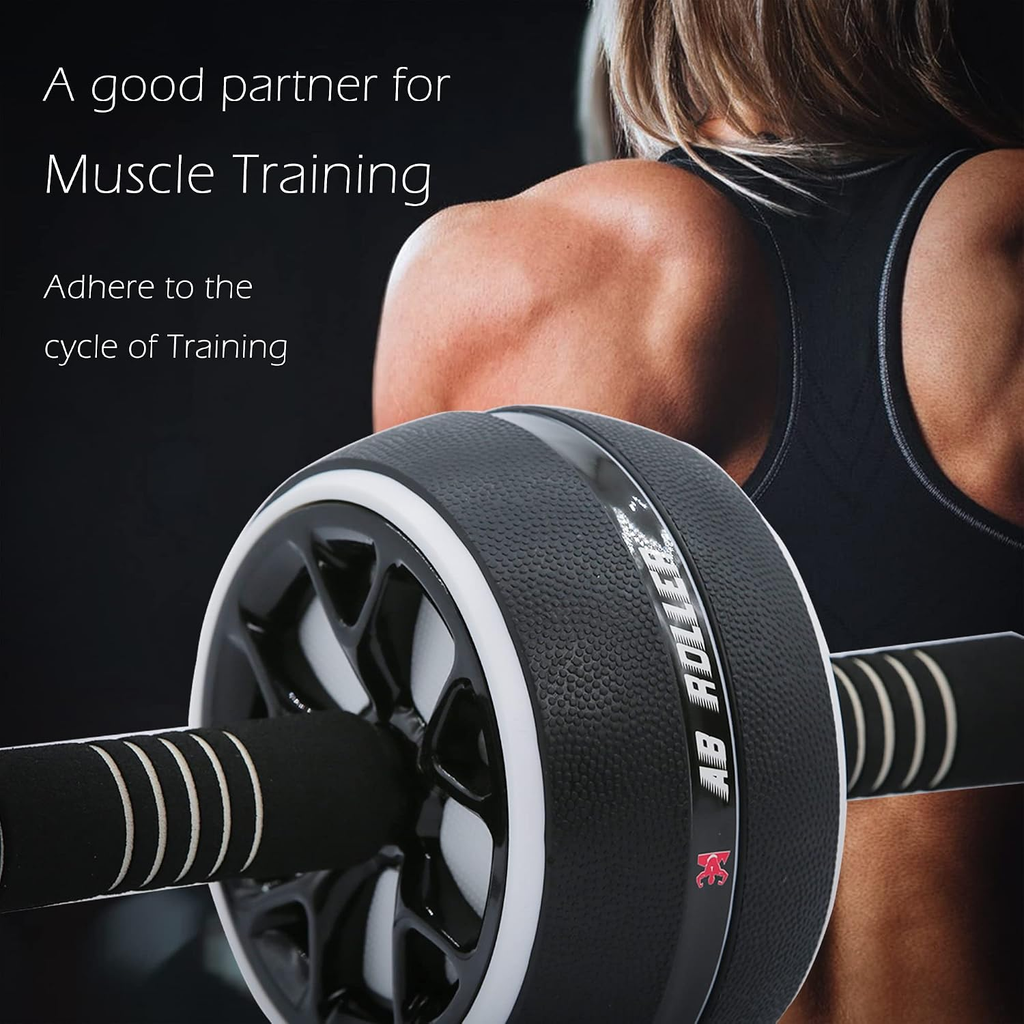 AB Wheel Roller, Exercise Abdominal Wheel Fitness for Gym & Home, Work-Out Strength-Training Equipment with Knee Pad