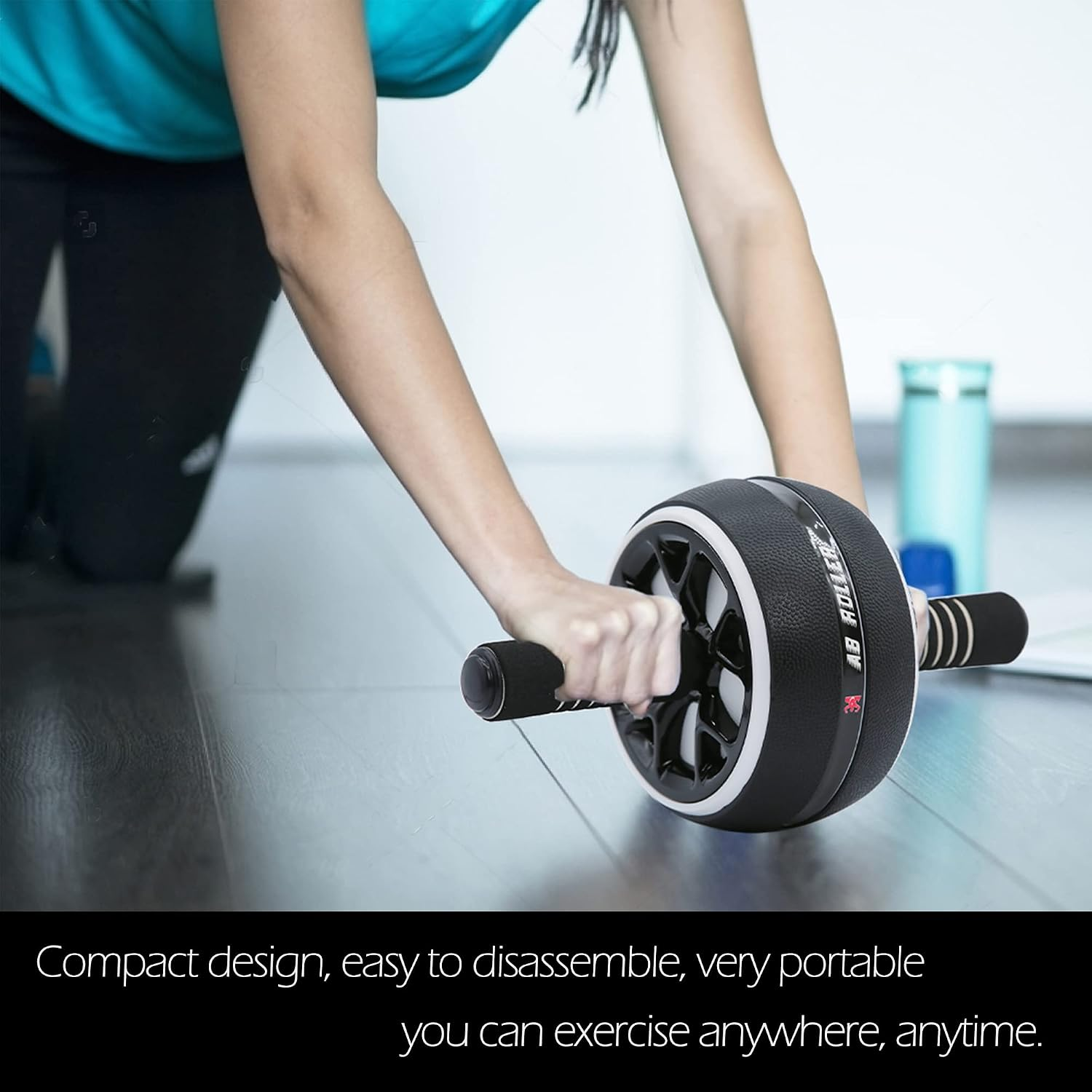 AB Wheel Roller, Exercise Abdominal Wheel Fitness for Gym & Home, Work-Out Strength-Training Equipment with Knee Pad