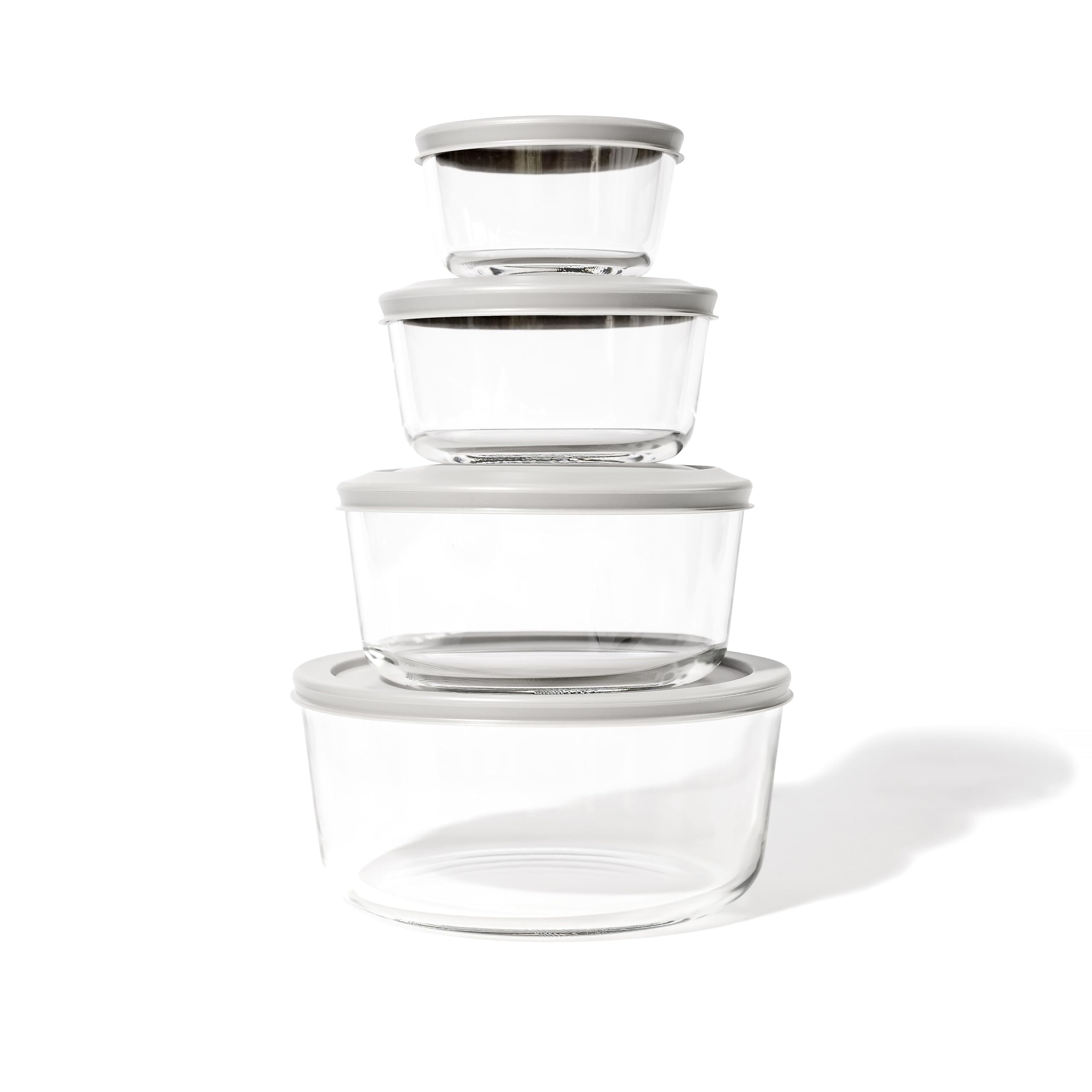 Glass Food Storage Container with Lids, Nesting 8 Piece Set