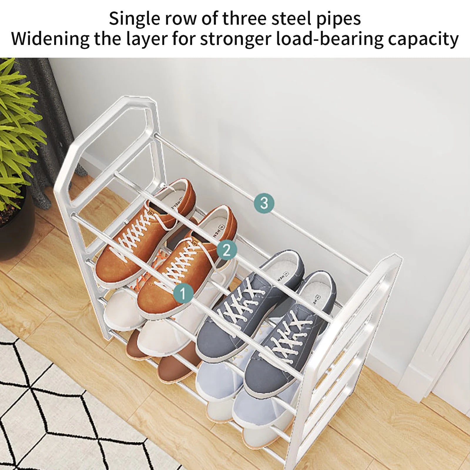 Four Tier Metal Shoe Rack, 4 Tier Shoe Rack Organizer, Space Saving Shoe Storage for Bedroom Closet Entryway, Must Have Home Organization Essential, Dorm Room Apartment Shoe Shelf