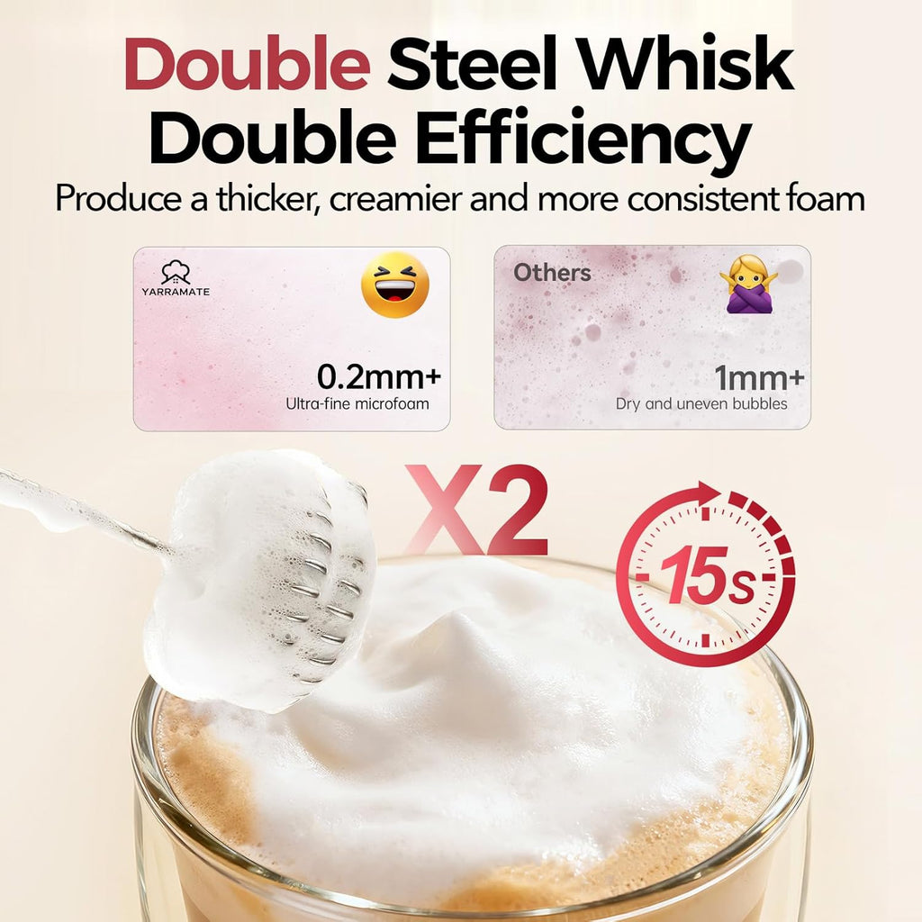 Rechargeable Milk Frother with Stand, Coffee Frother Stirrer Wand, Handheld Drink Mixer with Stainless Steel Whisk, Electric Whisk Foam Maker for Lattes, Cappuccino, Matcha, Protein Powder