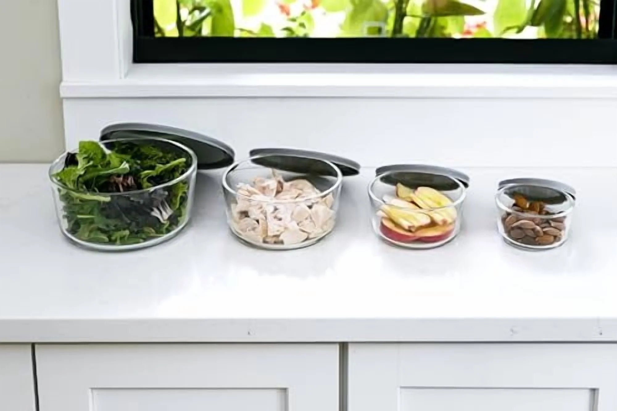 Glass Food Storage Container with Lids, Nesting 8 Piece Set