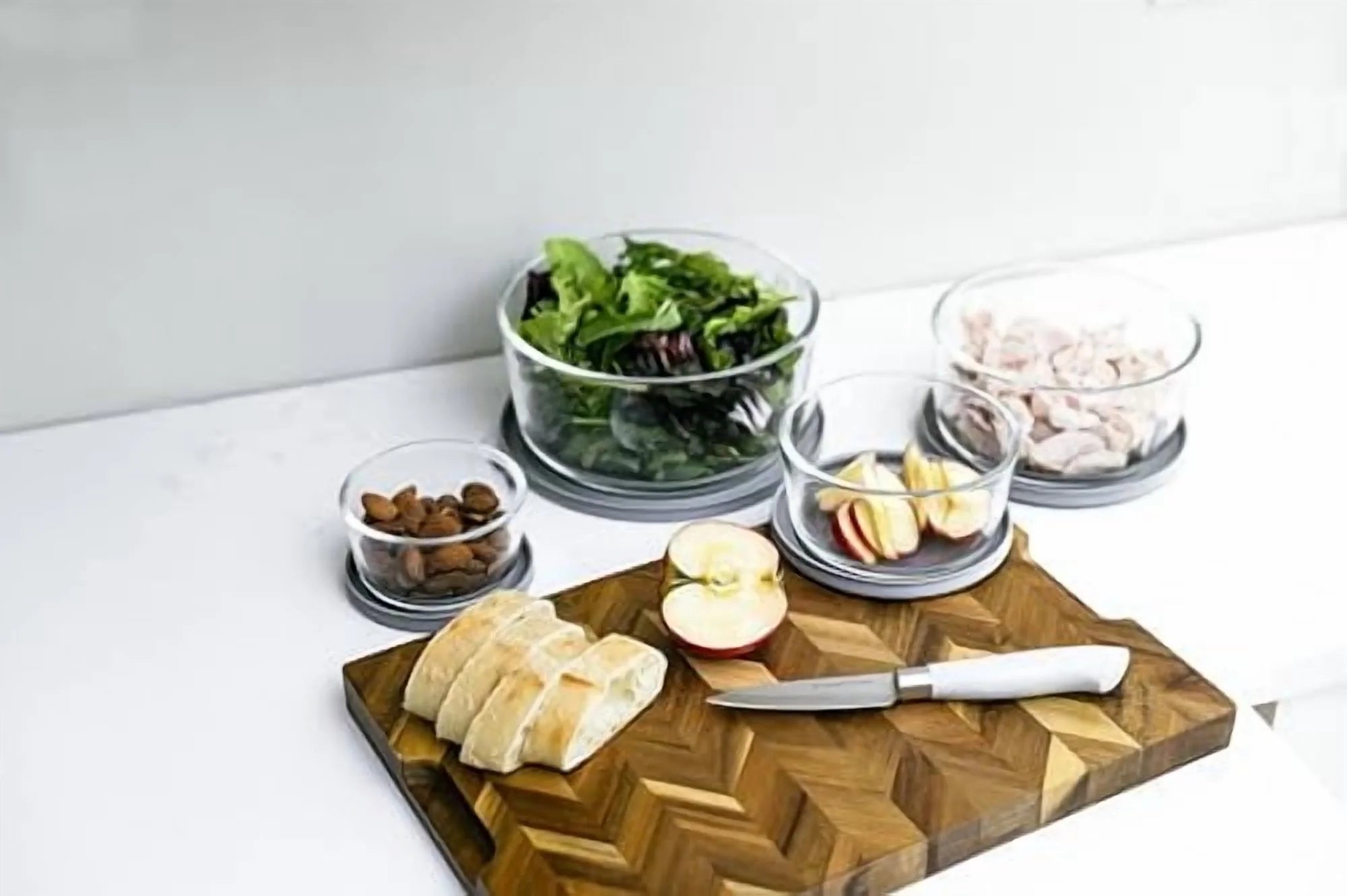 Glass Food Storage Container with Lids, Nesting 8 Piece Set