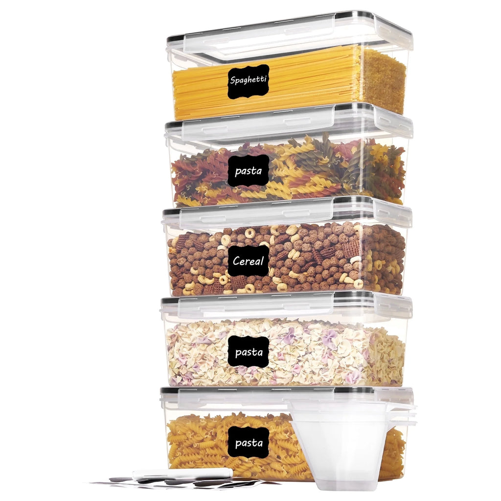 Airtight Food Storage Containers 16 Pcs/1.6L- Plastic BPA Free Kitchen Pantry Storage Containers, Black